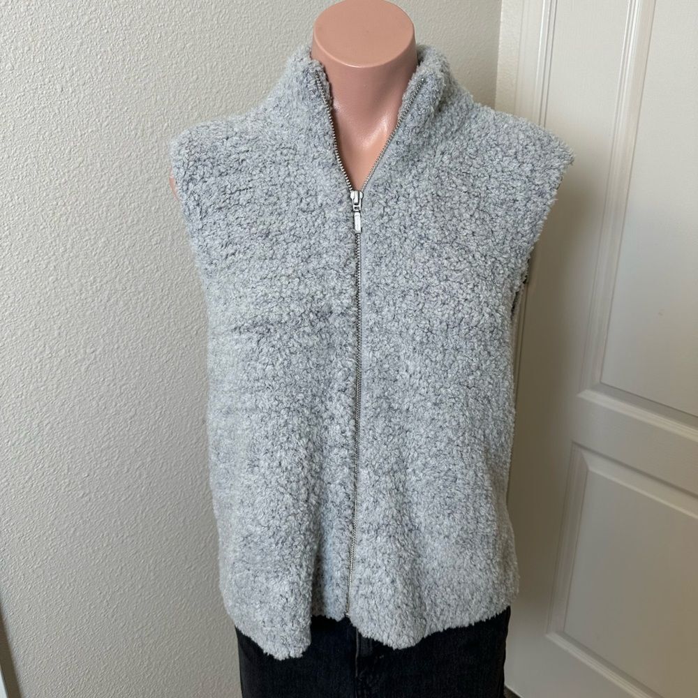 Caslon Cozy Gray Zip-Up Fleece Vest Sz M